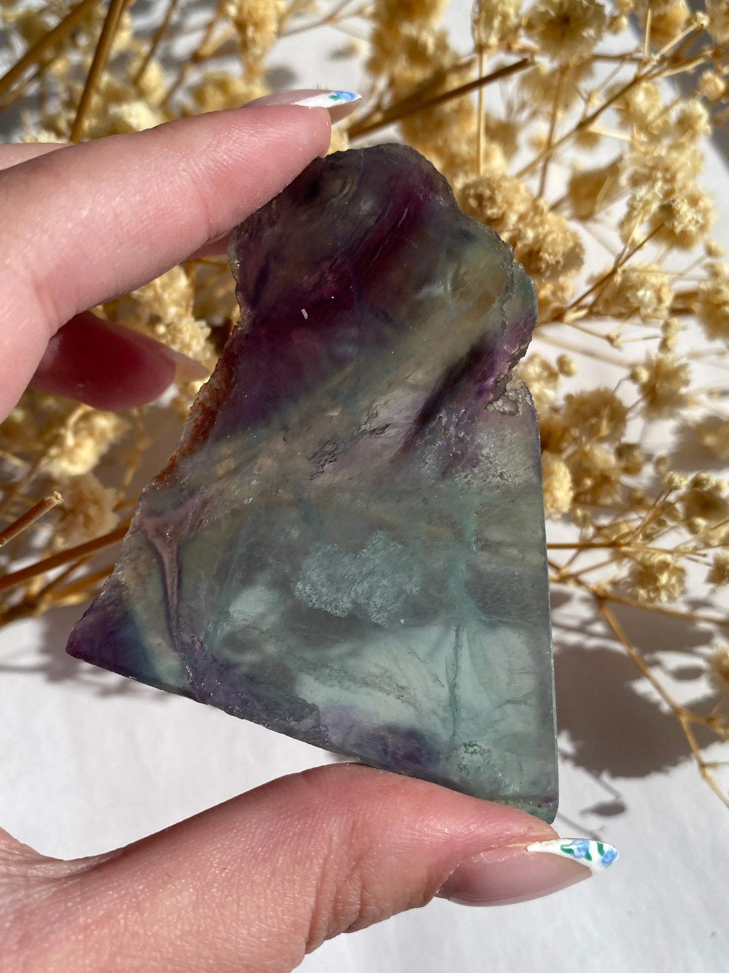 ריינבו פלואורייט פרוסה | ריכוז | איזון הילה | השראה Phoenix Crystals - פניקס קריסטלים