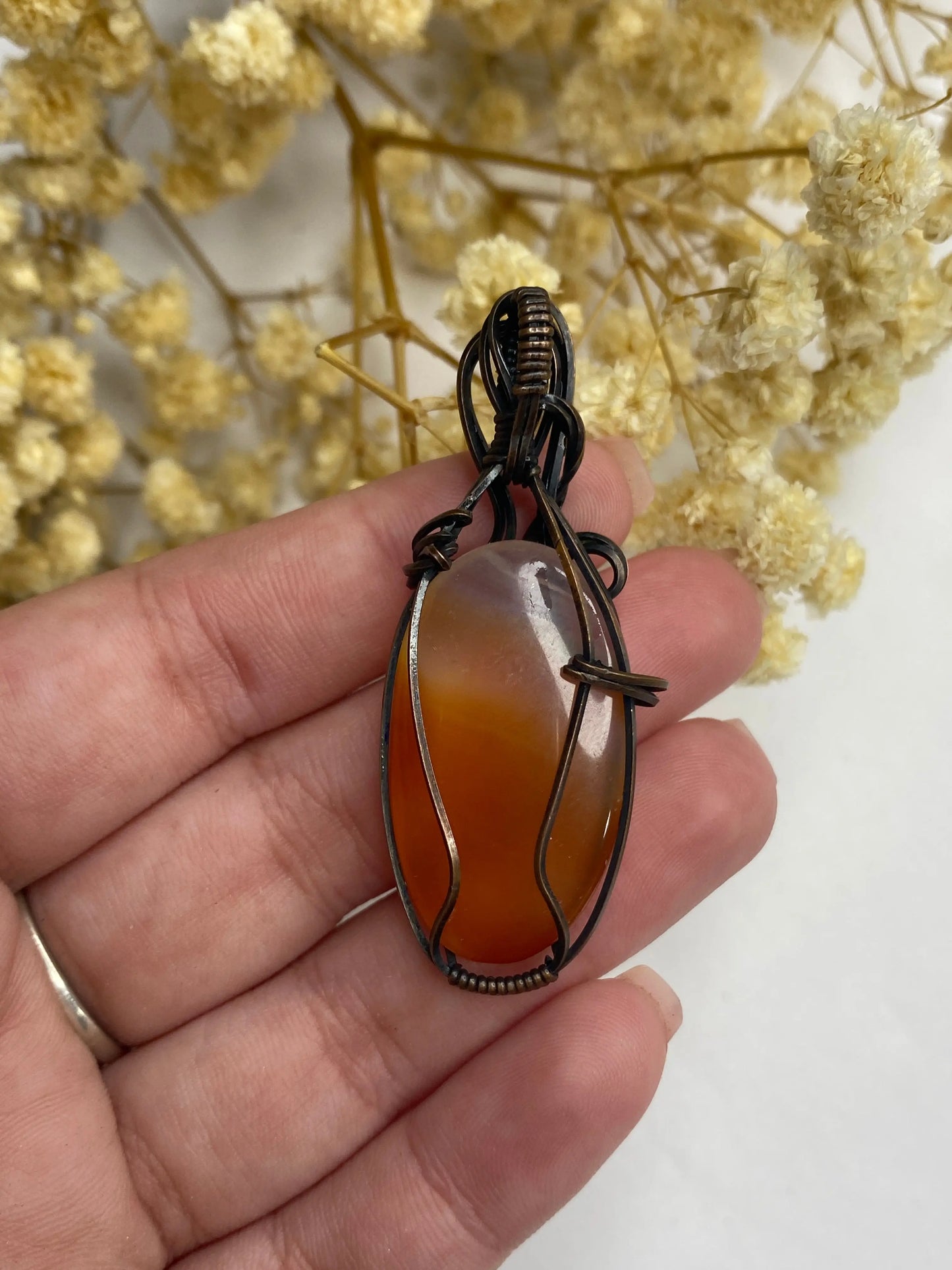 תליון עבודת יד קרנליאן | שמחה | מוטיבציה | מרץ Phoenix Crystals