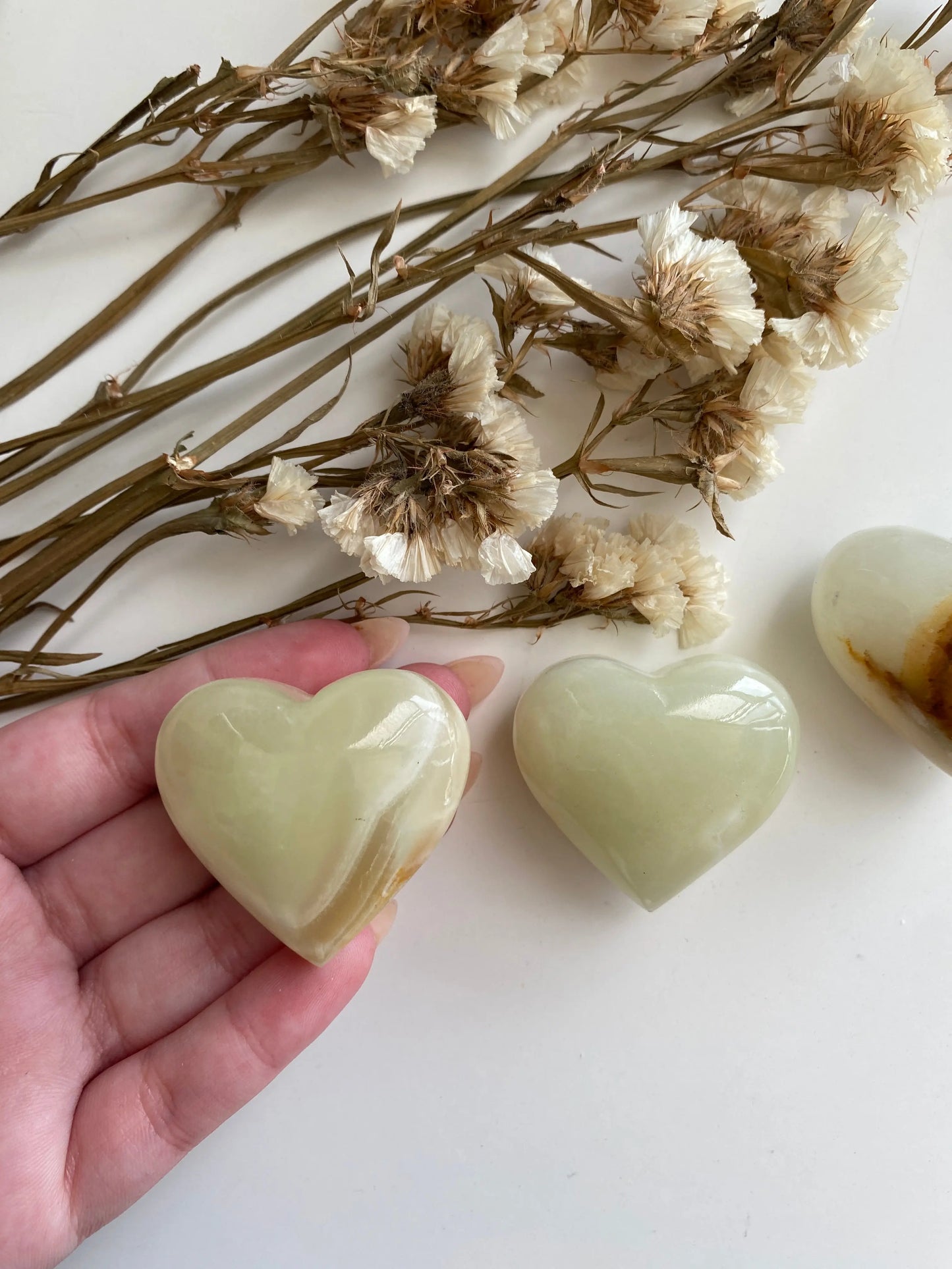 קריסטל אוניקס ירוקה צורת לב