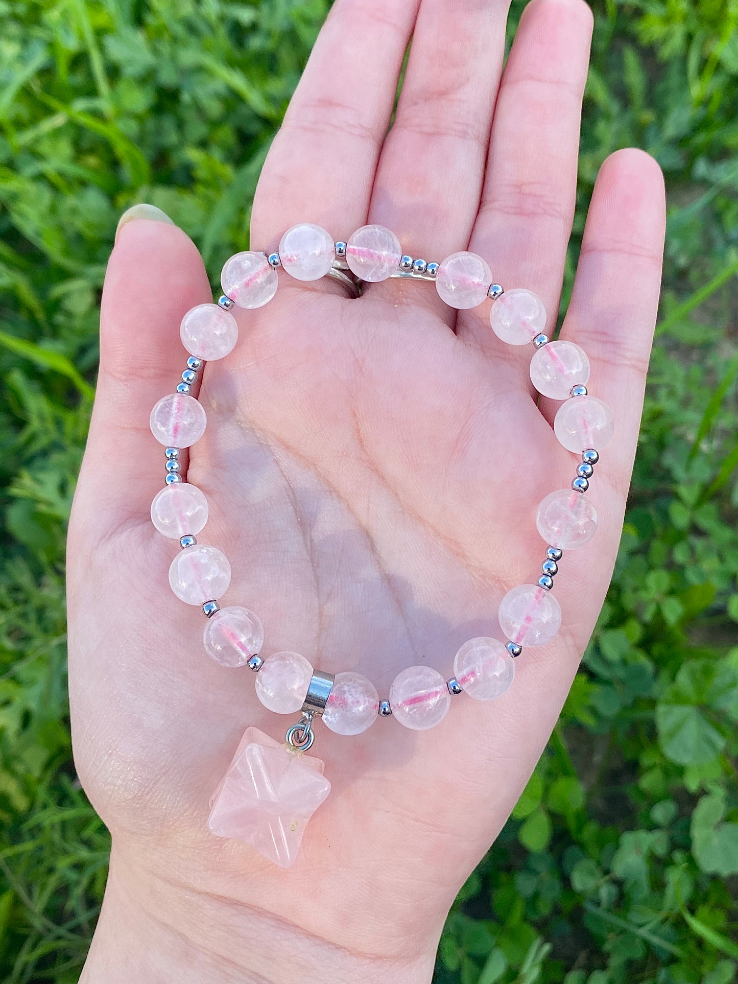 צמיד רוז קוורץ מרכבה