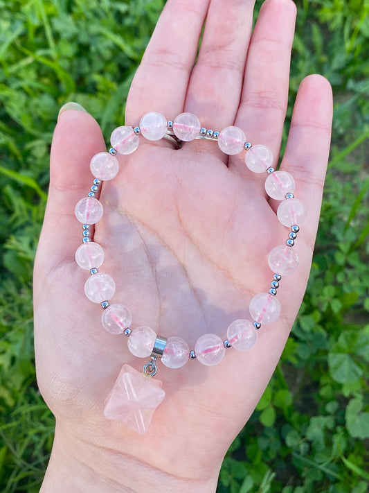 צמיד רוז קוורץ מרכבה